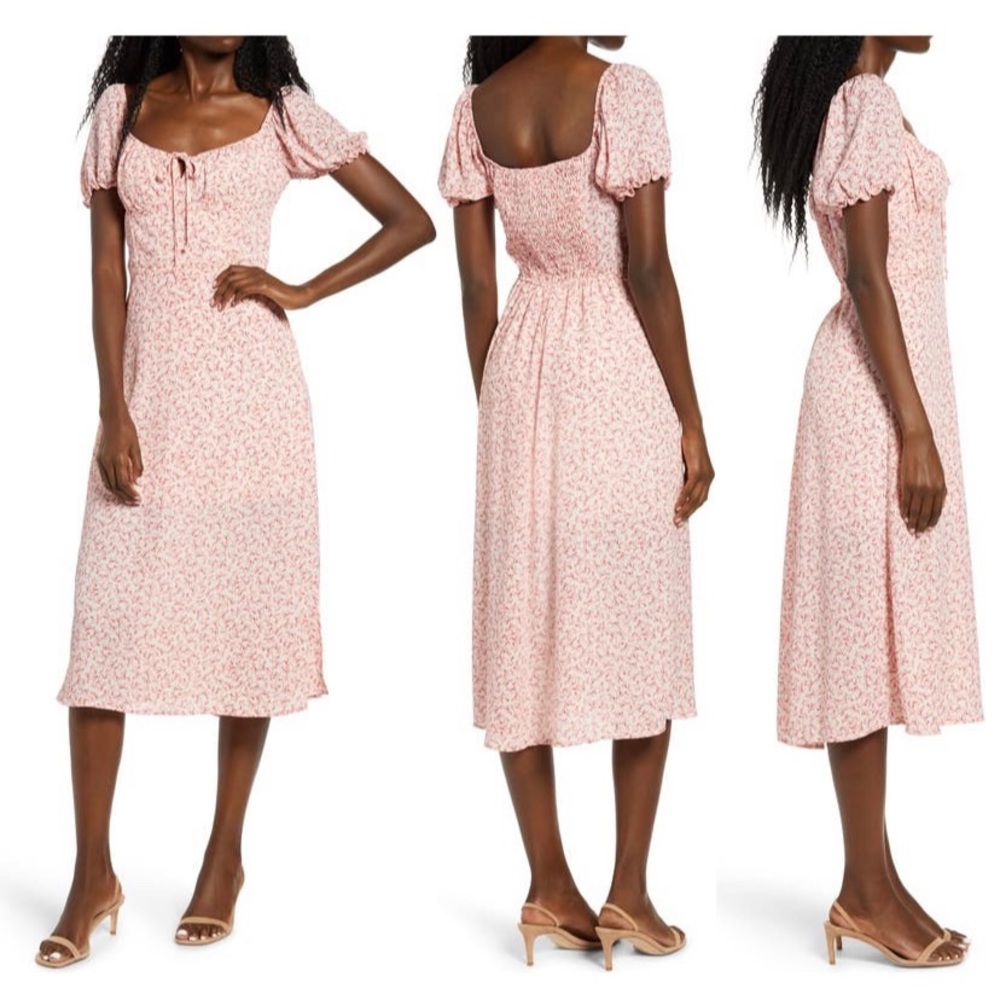 Floral Sweetheart Neck MIDI Dress